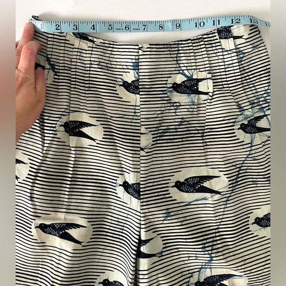 Vintage Addenda Pressed Flare High Rise Bird Fabric Pants size 4/6 - Picture 8 of 8